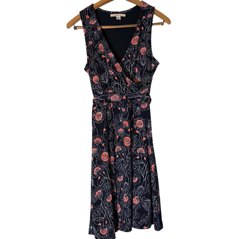 41 hawthorn womens navy floral sleeveless V neck fit flare dress. Size XS. party
